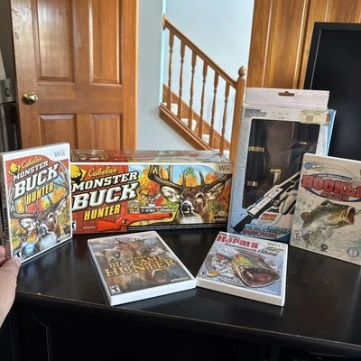 Cabelas Monster Buck Bundle with Gun (Nintendo Wii) New With Fishing/Hunting Lot - Image 1 of 4