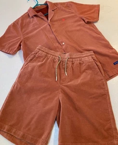 Scotch & Soda Men’s Corduroy Shirt & Shorts Set Rust Brown Size L Casual Outfit - Picture 1 of 13