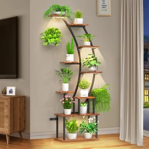 Plant Stand Indoor with Grow Lights: 9 Tiered Metal Plant Shelf Pots For Plan... - Picture 1 of 8