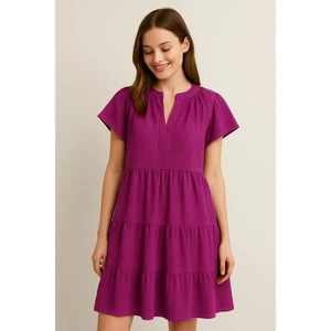 Vestido Babydoll Calvin Klein en Niveles Rosa Magenta Texturizado Manga Acampanada - 12 - Imagen 1 de 9