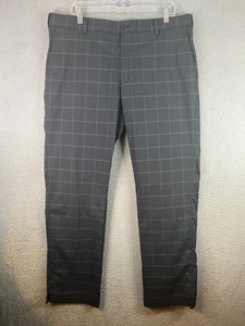 Nike Golf Pants Men 38x32 Black Plaid Tour Performance DriFit Stretch Flat Front - Picture 1 of 11