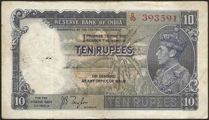 India Britannica - Giorgio VI - 10 Rupie 1937 ! P#19a - Picture 1 of 2