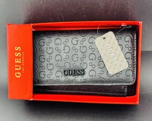 NIB GUESS Factory Bowie Debossed Logo Slim Clutch Wallet In Black 7"x4" - Picture 1 of 4