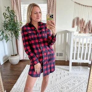 ATM Anthony Thomas Melillo Hollyberry Midnight Plaid Flannel Dress - Bild 1 von 11