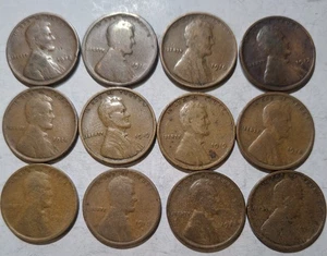 Lot of 12 Wheat Pennies From The 1910's See List - Picture 1 of 1