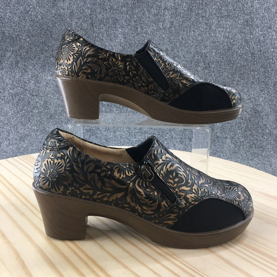 Zapatos Alegria by PG Lite para mujer 38 Hayli Tooled zueco negro acuñado bronce cuero Foto 1 de 4