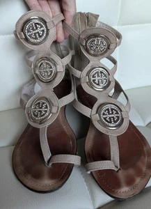 Damen Römersandalen Zehentrenner Beige Glitzer Gr.38/39 - Bild 1 von 6
