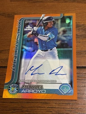 2025 Topps Pro Debut Michael Arroyo RC Orange Foil Auto 15/25 🔥🔥🔥 - Image 1 of 4