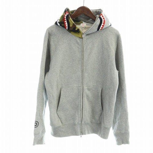 A BATHING APE (BAPE) Felpa con cappuccio A Bathing Ape Shark 1° mimetica full zip manica lunga uomo usata