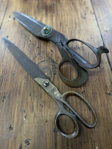 2 Antique Textile Brass Scissors WH Compton Sheers- Made in Newark NJ 12” USA - Picture 1 of 24