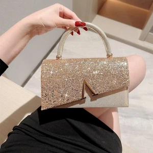 Chain Shoulder Bags Gold Sequin Handbags Fashion Purse for Wedding Party - Picture 1 of 10