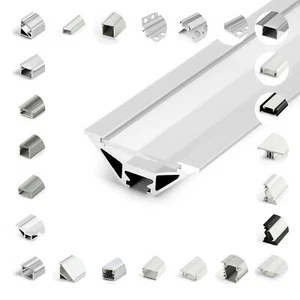 Lichtleiste Profil LED Schiene Beleuchtung Kanal Leiste Profile 1m 2m Aluminium - Bild 1 von 57