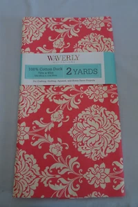Waverly Coral Damask Cotton Duck Quilt Fabric 2 yds x 45" Wide NOS - Picture 1 of 5