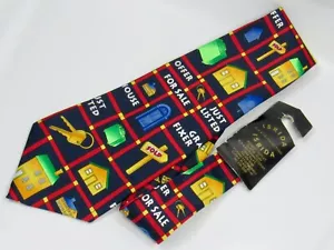 Real Estate Realtor House For Sale Tie Necktie Fratello Hand Made w/ Tag - Picture 1 of 9