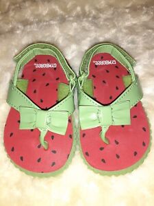 Gymboree 2011 Burst Of Spring Red Green Strawberry Flip Flop Sandals Baby Girl 3
