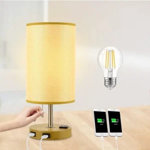 Modern USB Table Lamp,Minimalist Beside Lamp with 2 USB Ports and AC Outlet - Picture 1 of 11