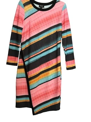 ECI Long Sleeve Colorful Striped Lightweight Knit Dress Size L NWT - Image 1 of 4