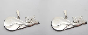 Galarneau : Boucles D'Oreilles Pendantes en Argent 925 - Chat Minou - Micione - Picture 1 of 3