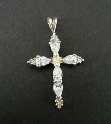 Pendant Cross Silver Cubic Zirconia Stones Sterling 925 Pendant  - Изображение 1 из 4