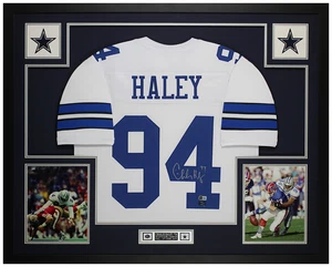 Charles Haley Autographed & Framed White Dallas Jersey Auto Beckett COA - Picture 1 of 5
