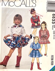 Camisa infantil McCall's años 90, patrón de falda 6633 talla 2-4 SIN CORTAR - Imagen 1 de 2