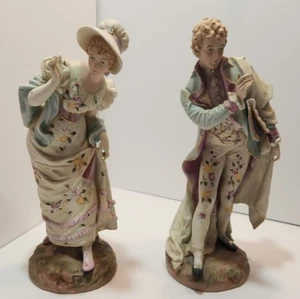 De Colección Victoriano Pareja Porcelana Bisque A Juego Repujado Detallado Atuendo 11" x 6" - Imagen 1 de 24
