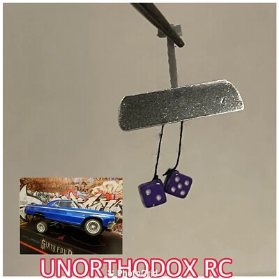 Redcat Sixty four Impala Jevries Rc Lowrider  mirror W/Hanging Dice Purple - Image 1 of 2