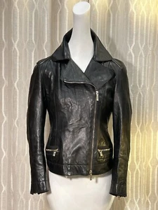 CAROLINA HERRERA Lambskin Leather Jacket Size: XS Black - Picture 1 of 8