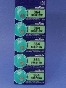 Murata 364 SR621W Watch Battery 5Pcs - Picture 1 of 2
