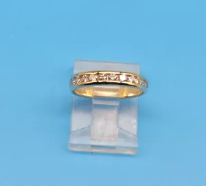 Anello Set Canale Fascia Anniversario Diamante Giallo 14k Oro Giallo 0,33ctw Taglia 4,25 - Foto 1 di 2