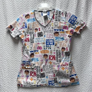 Disney Doc McStuffins Patterned Size XS Multicolored Scrub Top - Picture 1 of 8