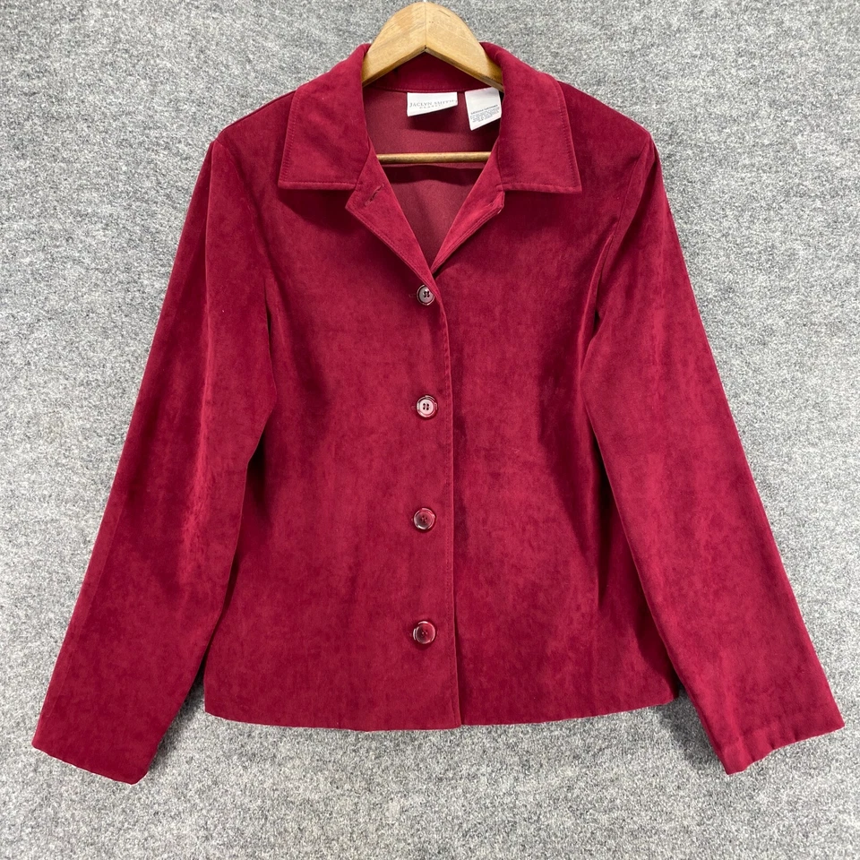 Chaqueta Jaclyn Smith Mujer M Mediana Roja Cuello Abotonado Manga Larga Clásica Foto 1 de 4