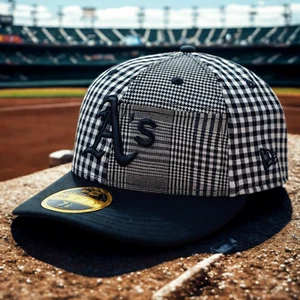 Oakland Athletics Patch Plaid On-Field Low Profile Fitted Hat Sz. 7 3/8 RARE - Picture 1 of 10
