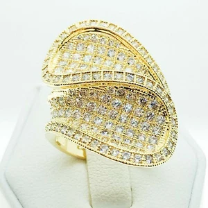 Anillo de compromiso distintivo enchapado en oro amarillo blanco R6585 para mujer de moda joyería - Imagen 1 de 8