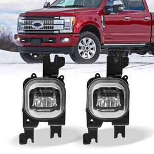 Fit 2008 2009 2010 For Ford F-250 Super Duty F-350 Bumper 2X LED Fog Lights Halo - Foto 1 di 12