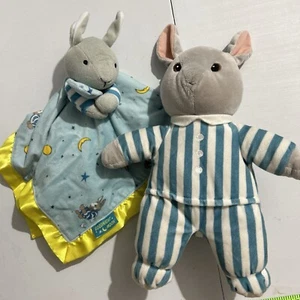 Goodnight Moon Yellow Satin Trim security blanket lovey & 12” Stuffed Bunny - Picture 1 of 8