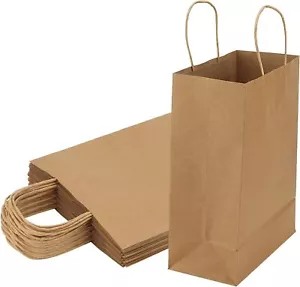 KRAFT PAPER GIFT BAGS BROWN BLANK FINISHED WITH HANDLES MULTI-LISTING - Picture 1 of 5