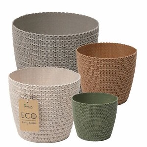 Übertopf Hildegard Eco aus Holzkunststoff Blumentopf in Häkeloptik