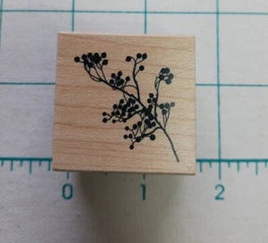 Budded Branch Wood Block Mounted Rubber Stamp Block 1.5" Nature Plants Tree Bush - Picture 1 of 5