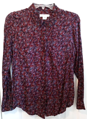 LIZ CLAIBORNE Women's Size Petite Medium  Floral Button Blouse Rayon Shirt - Image 1 of 4