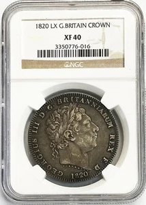 1820 LX SILVER GREAT BRITAIN 1 CROWN KING GEORGE III NGC EXTREMELY FINE 40 - Picture 1 of 1