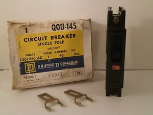 SQUARE D 1 POLE CIRCUIT BREAKER 45AMPS/120VOLTS  Q0U-145  *NEW SURPLUS IN BOX* - Picture 1 of 5