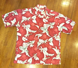 Camicia Campia Moda Rossa Hawaiana Rayon Taglia Uomo Large L - Foto 1 di 7