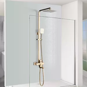 Gebürstetes Gold 3 Wege Duscharmatur 8" Duschkopf Regendusche Höhenverstellbar - Bild 1 von 8