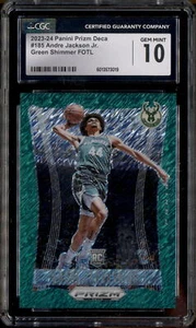 2023 Panini Prizm Deca Green Shimmer FOTL #185 Andre Jackson Jr RC /12 CGC 10 - Picture 1 of 2