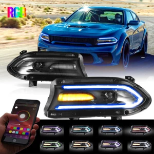 For Dodge Charger Halogen SRT GT 2015-2023 VLAND LED Headlights RGB Color Lamps - Picture 1 of 16