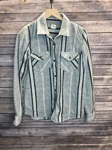 O'Neil Womens Zuma Grey Striped Fleece Snap Button Shirt Jacket Size Small - Picture 1 of 8