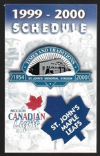 1999-00 St. John's Maple Leafs AHL Hockey Schedule !!! Molson Canadian