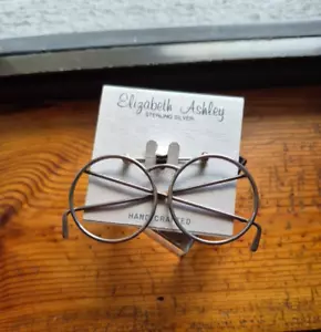 Broche de anteojos redondos vintage de plata esterlina Elizabeth Ashley hecho a mano - Imagen 1 de 13