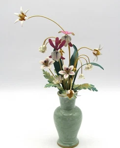 FRANKLIN MINT IGOR FABERGE "SUMMER GARDEN BOUQUET" ENAMEL FLOWERS IN VASE 1987 - Picture 1 of 4